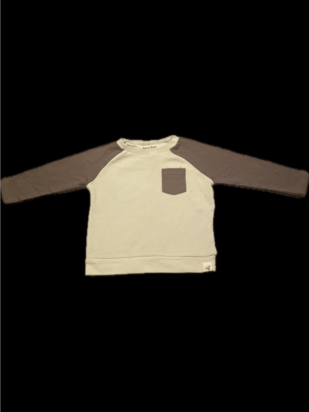 Kids Long-Sleeve Raglan Pocket Top - Cream and Brown Burts Bees size 3-6M